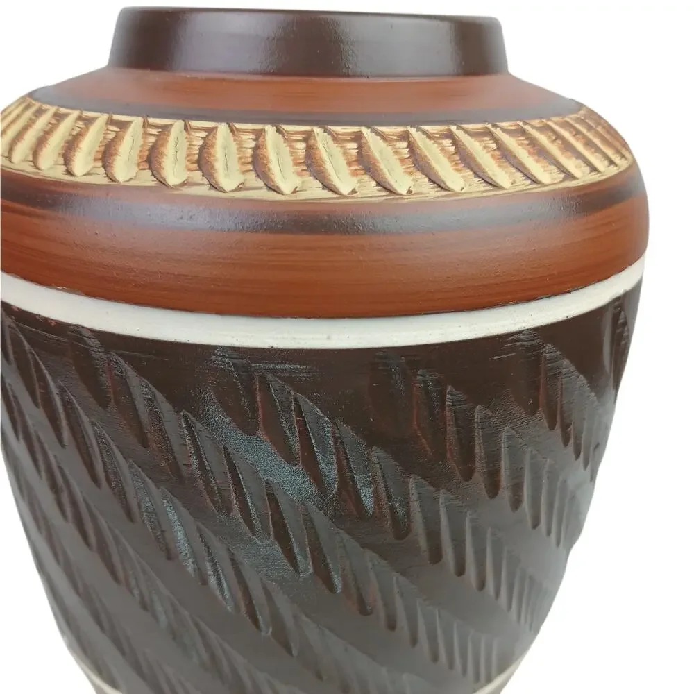 Vintage Mid Century Modern Studio Pottery Urn Vase -Signed Circa -1960s-70's